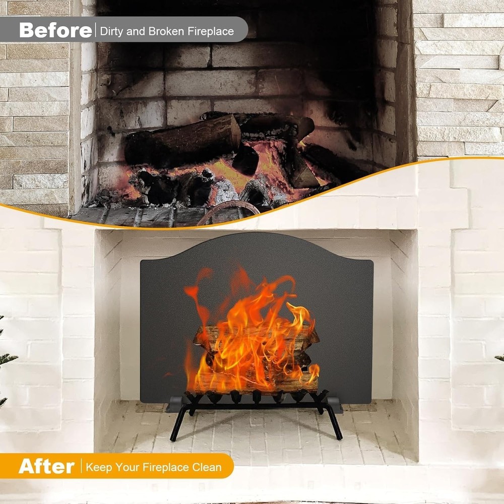 Firebacks Fireplace 24Inch- Iron Fire Place Back Plates W/ Feets Fireplace