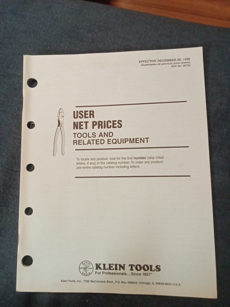 Klein Tools  1998 Price List