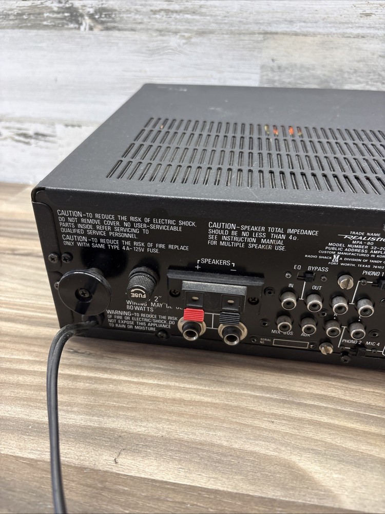 Realistic 80 Watt Solid State PA Amplifier MPA-80 Model 32-2026A - Tested/Works
