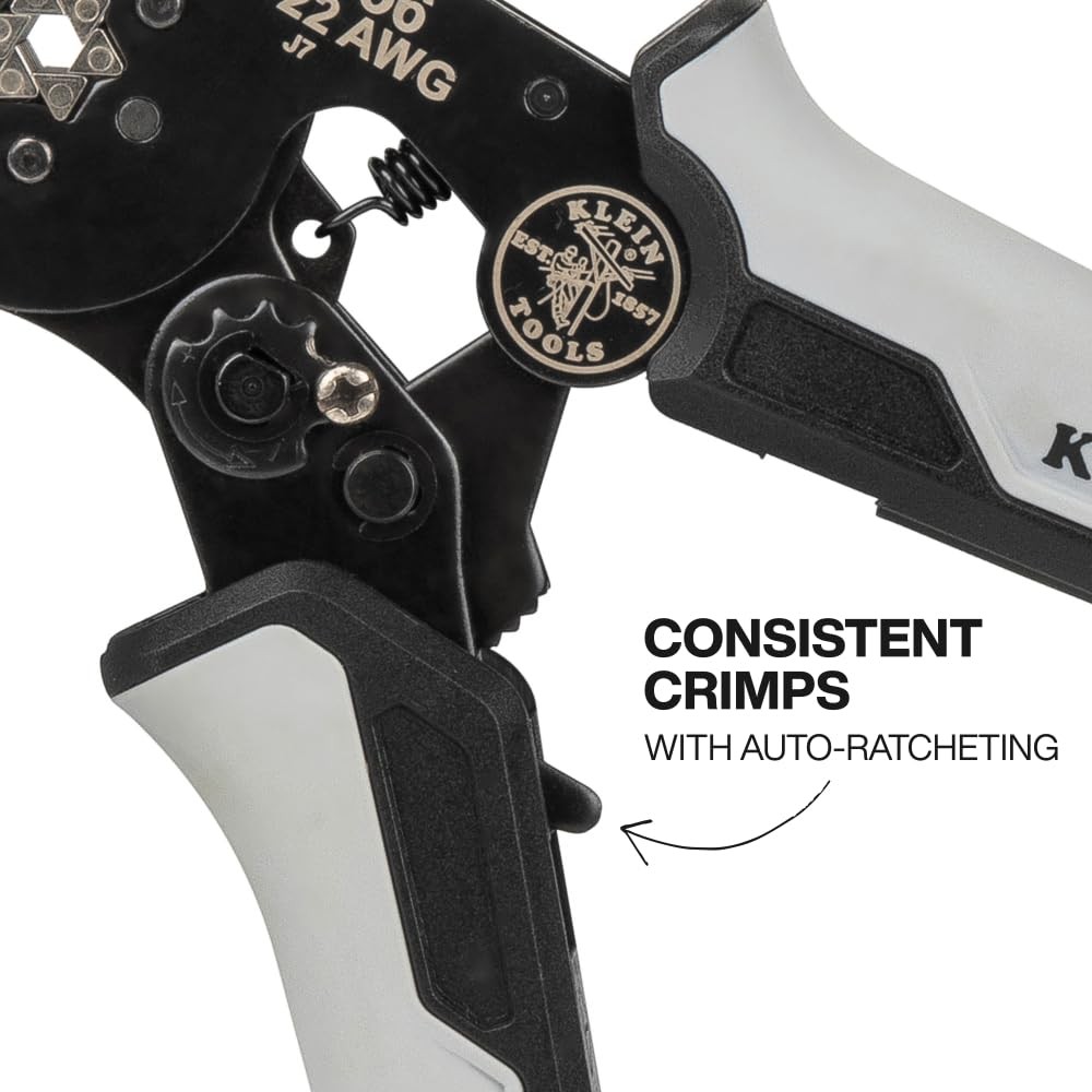 Klein Tools 34056 Ferrule Crimping Tool, Hex Crimper, Black and Gray