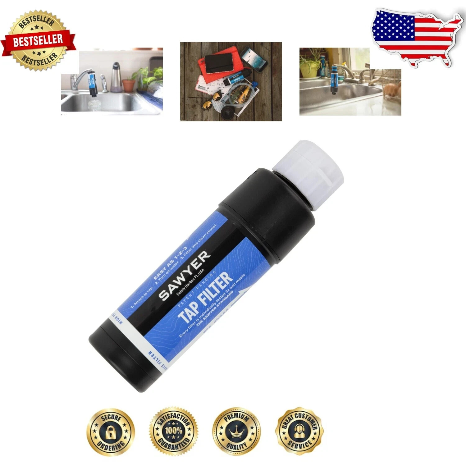 Sawyer Tap Filter Water Filtration System Fast Emergency Water SP134