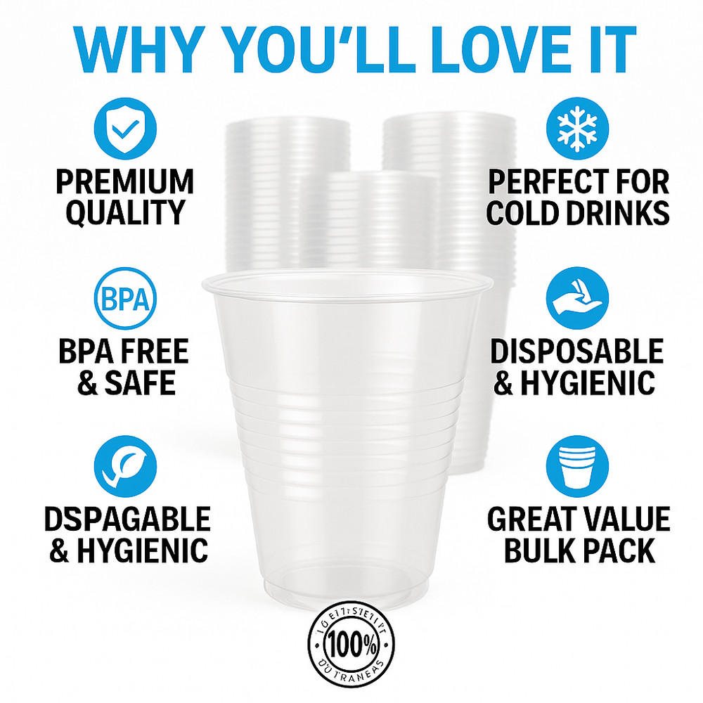 Metro Source 9 oz Clear Plastic Cups 960 Count Bulk | Durable Disposable PP Cups
