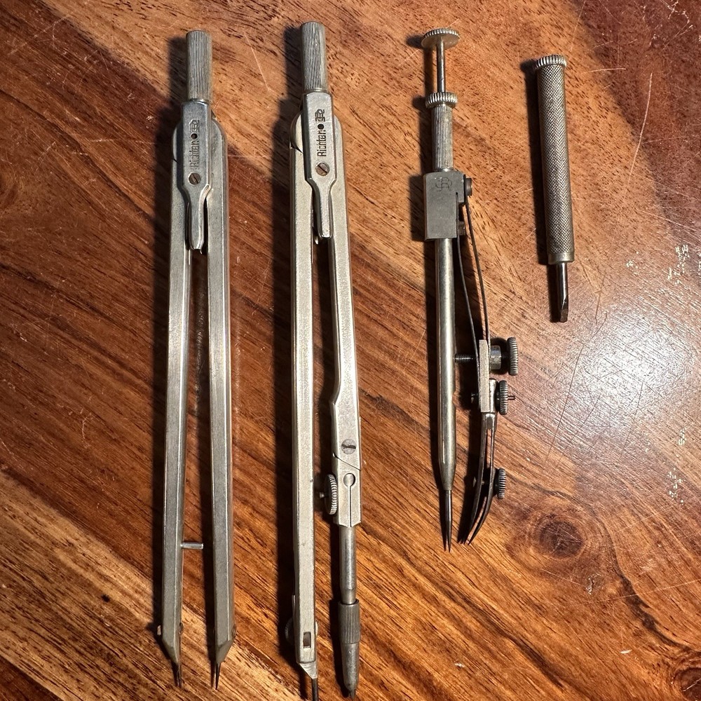 Vintage Richter Drafting Compass Set German Drawing Instruments Dividers c1950s