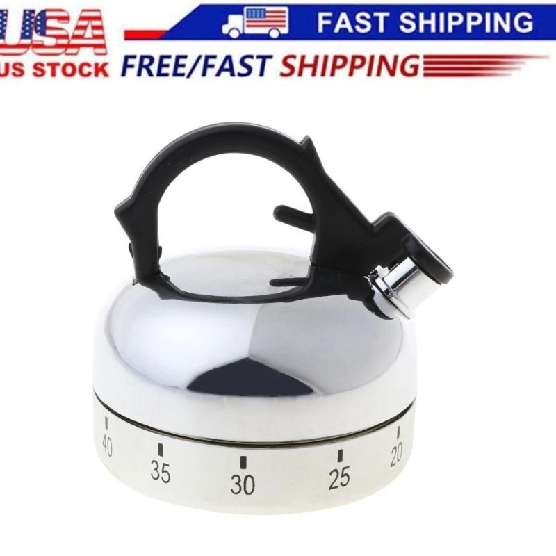Kitchen Cooking Timer Count-Down Up Clock Alarm Reminder Kettle Shape 60 Minute