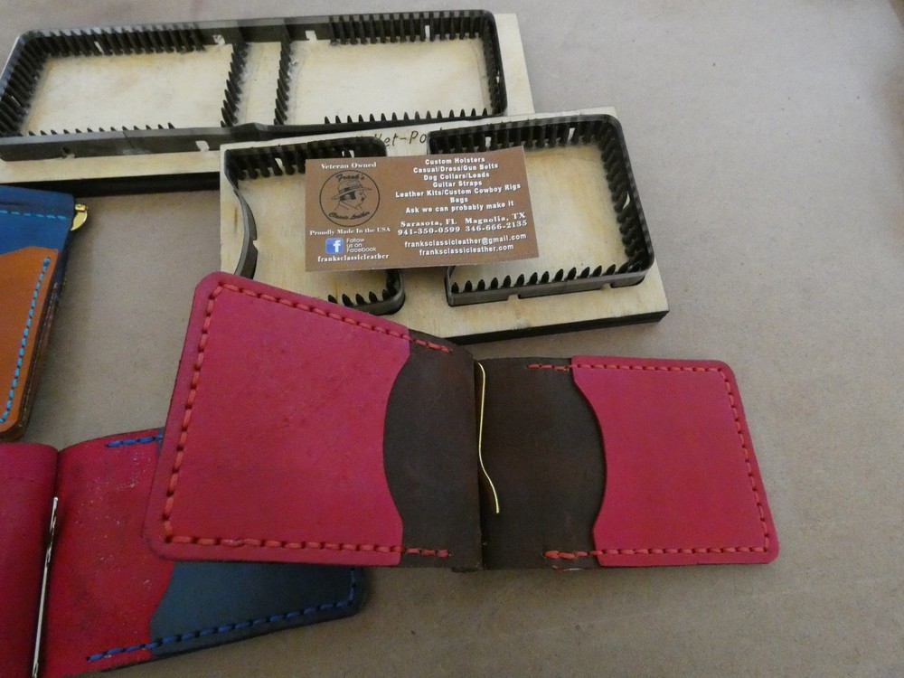 Leather wallet Spring Clip- Kit HAND STITCH-5 Sets
