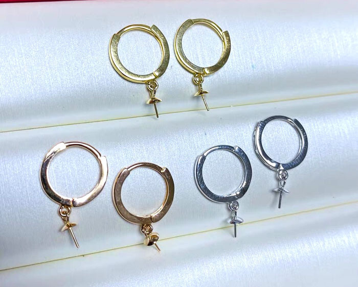 18K Yellow Gold Hook Earring Setting & Pin Finding DIY Dangle Earring (1 Pair)