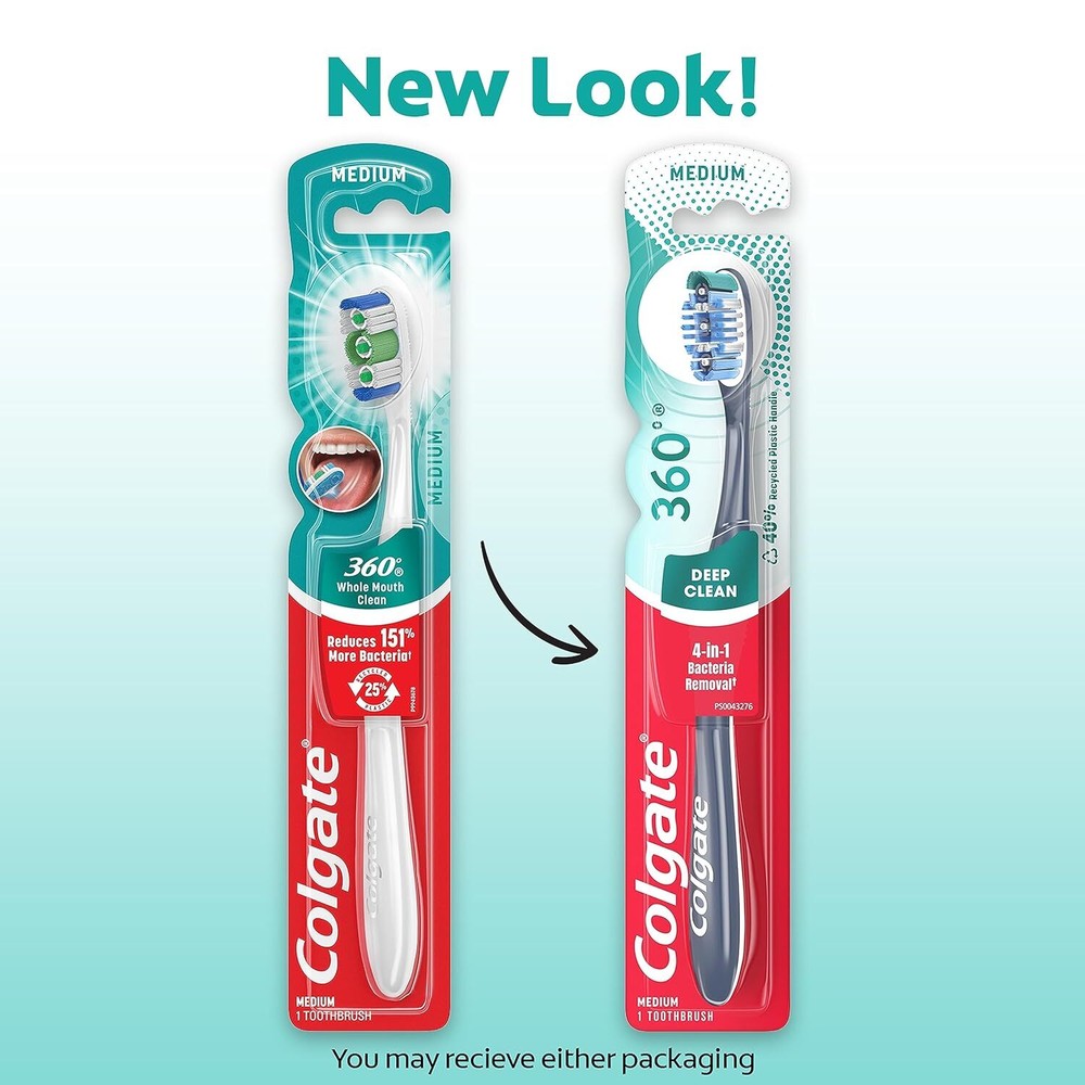 Pack of (4) New Colgate 360 Full Head Toothbrush, Medium