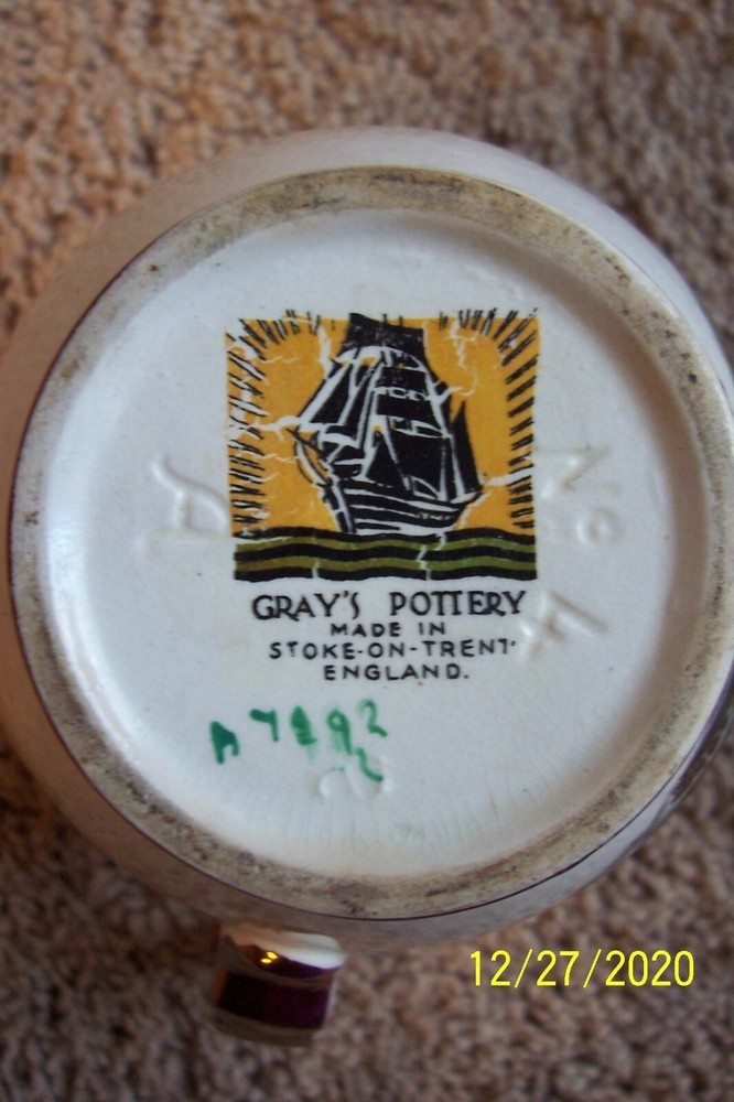 Gray's Pottery Pitcher - "The Old Mill"