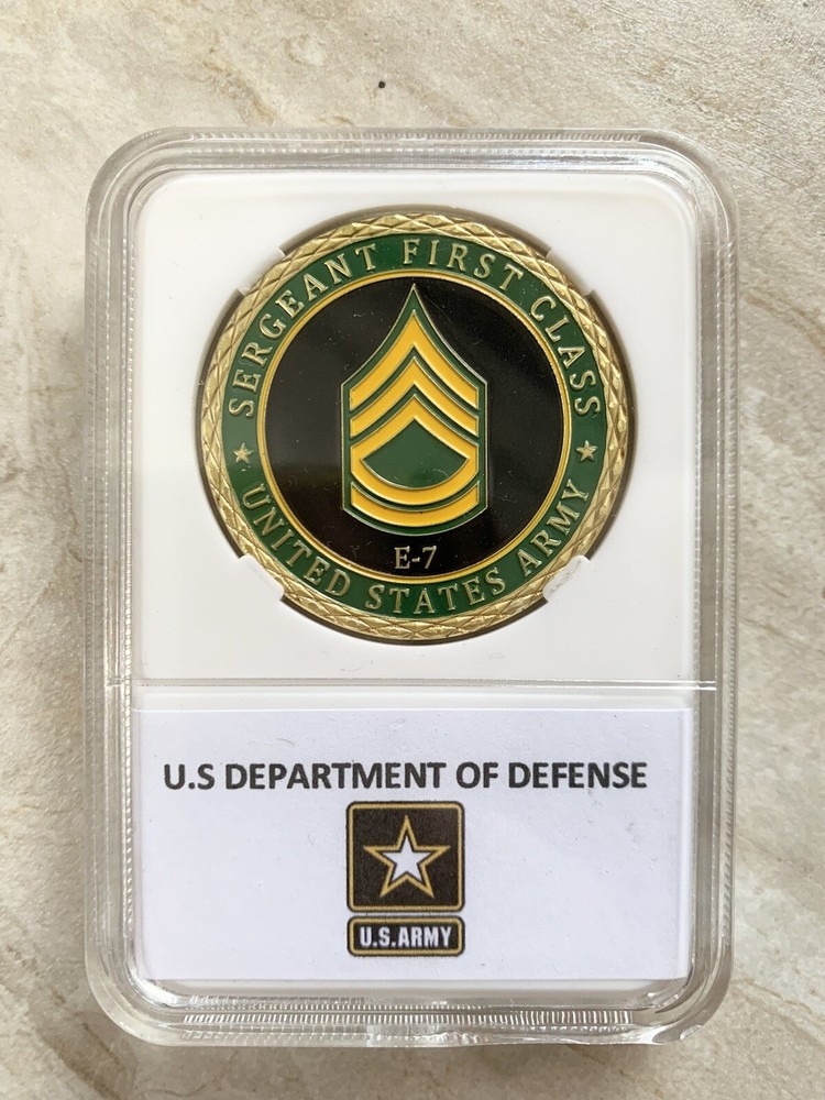 CHALLENGE COIN UNITED STATES ARMY E-7 SFC SERGEANT FIRST CLASS, With Case.