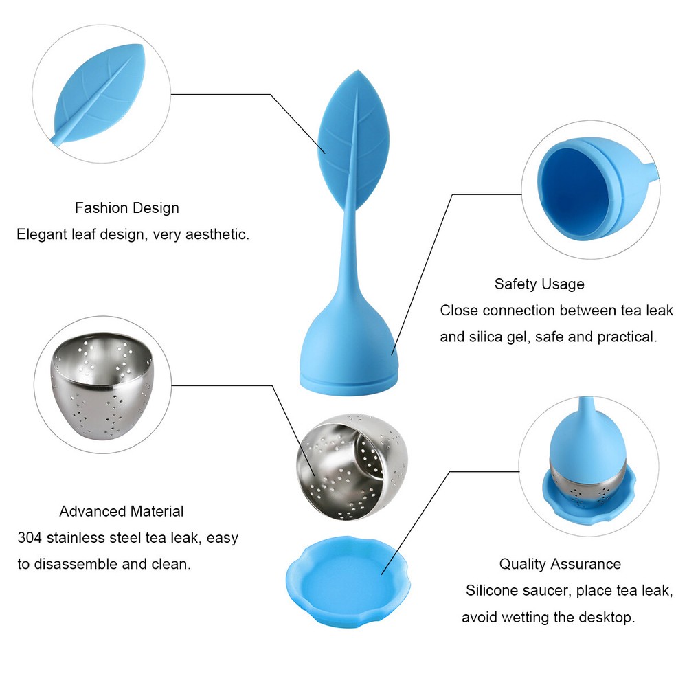 Silicone Tea Infusers Strainer Stainless Herbal Spice Filter Diffuser Pink+Blue