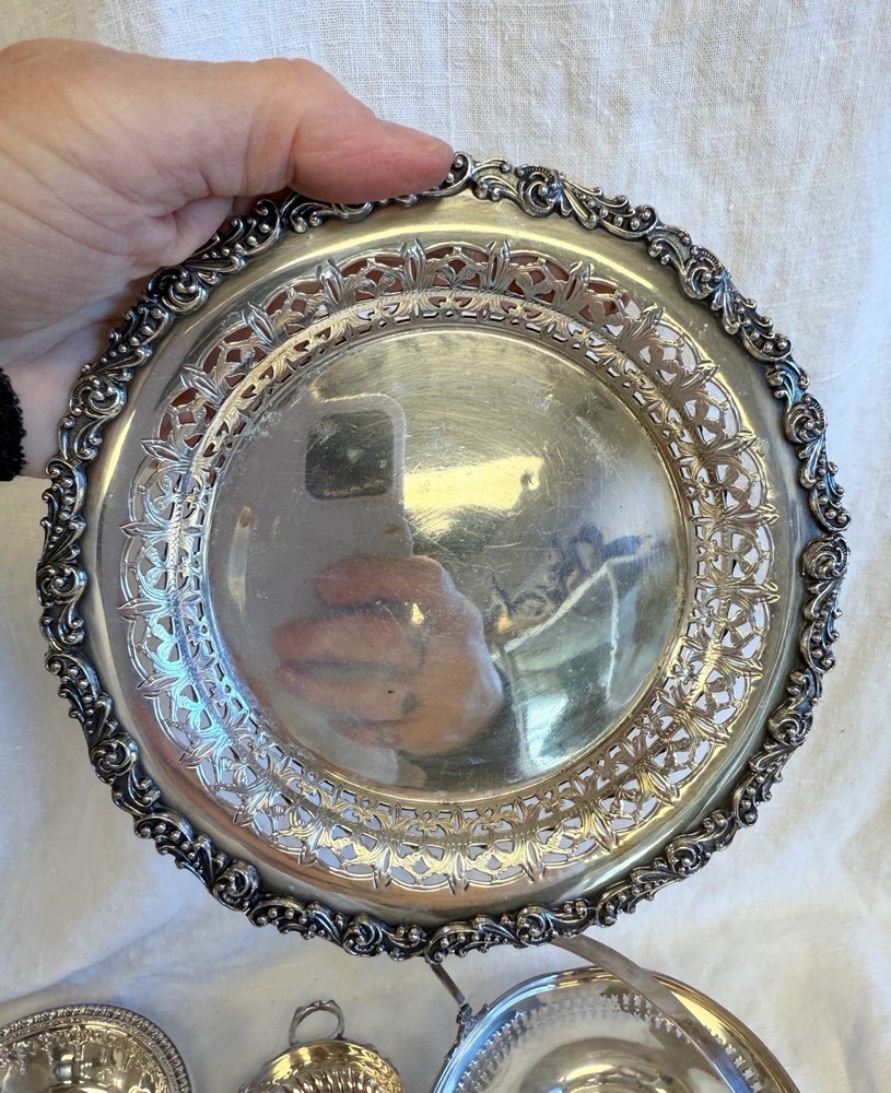Silverplate trinket dish lot x5