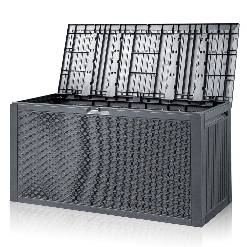 90 Gallon Outdoor Maze Pattern Plastic Injection Garden Lockable Storage Box