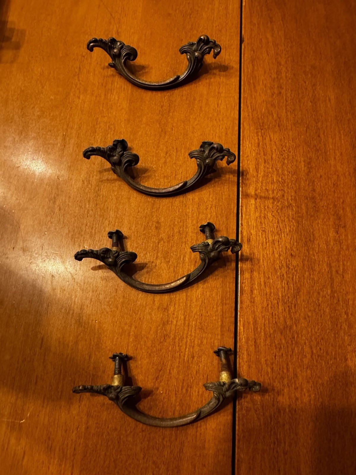 Antique Brass French Provincial Drawer Pull Handles 4” Lot of 4