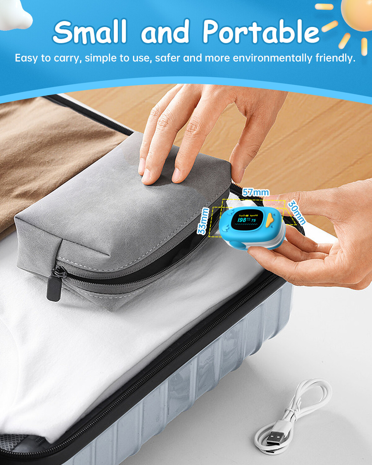 Baby Kids Finger Pulse Oximeter Pediatric SpO2 PR for Neonatal Children 1-12Year