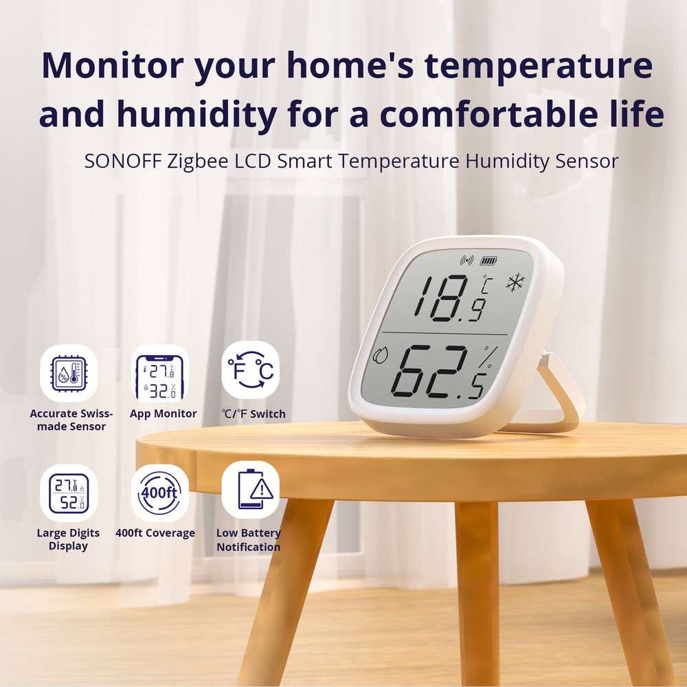 SONOFF LCD Zigbee Temperature & Humidity Sensor Indoor Digital Smart Thermometer