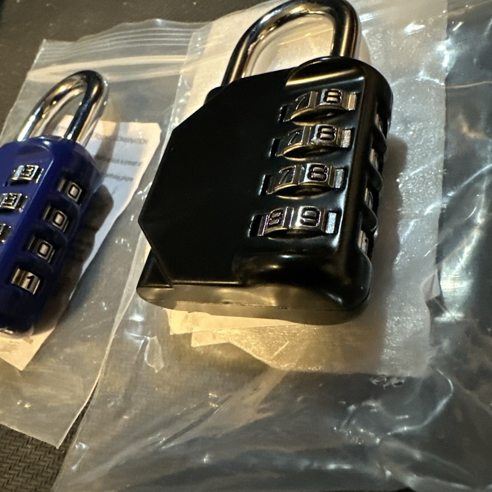 Combo Lock for Lockers, 4 Digit Combination Padlock, 2 Pack Pad Locks with Code