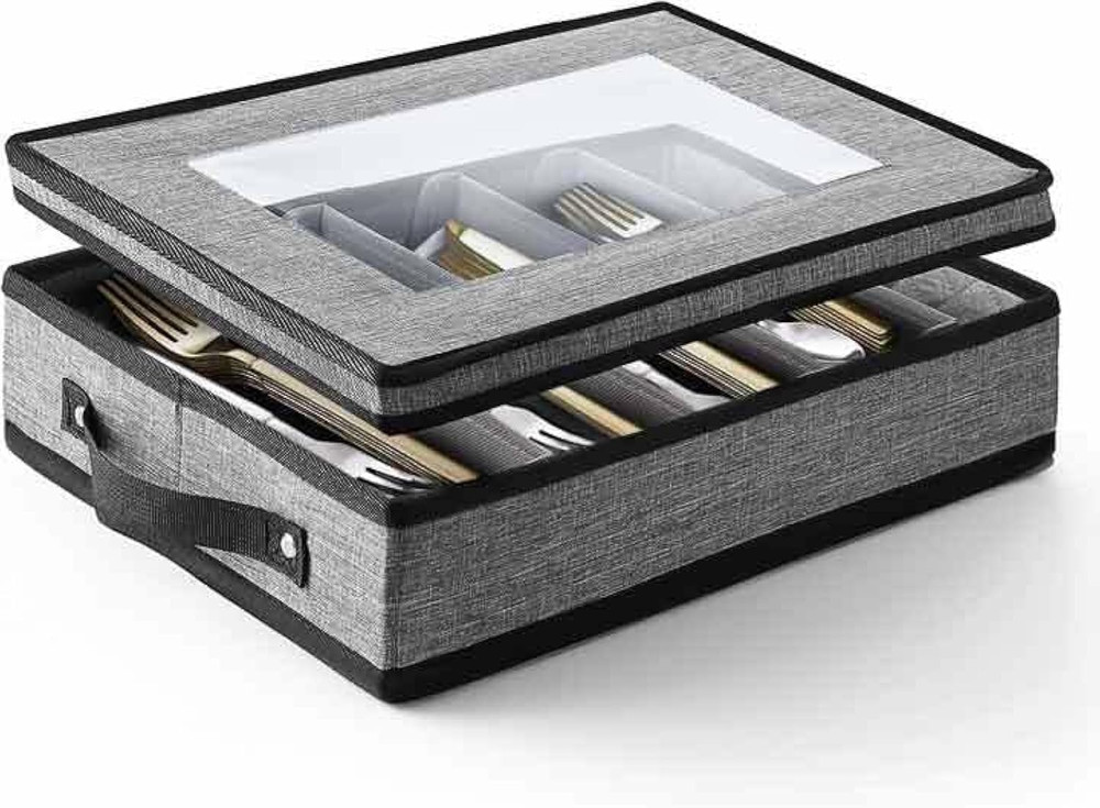 Flatware & Utensil Storage  Durable Silverware Storage Box with Padded Dividers