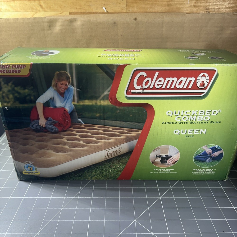 Coleman Queen Air Bed QuickBed Airbed with 4D Pump openbox