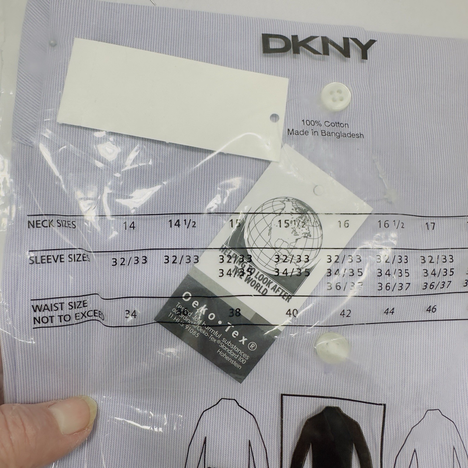 DKNY Men's Button Dress Shirt size Large 16.5 - 32/33 Slim Fit Active Stretch