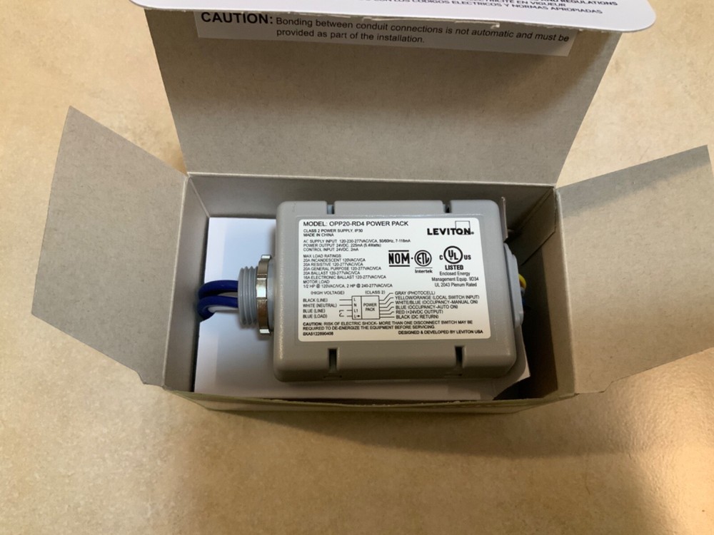 LEVITON OPP20-RD4 OCCUPANCY SENSOR POWER PACK, 120/277VAC INPUT, 24VDC OUT