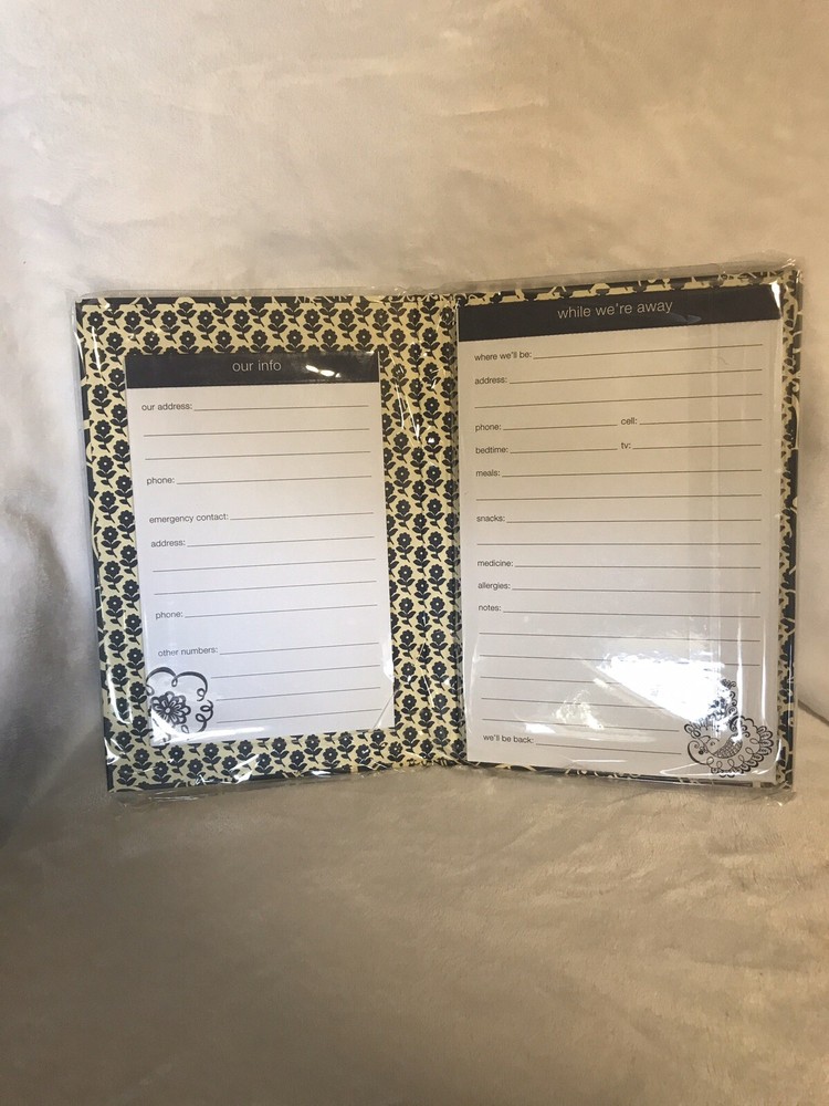 Vera Bradley- Babysitter/Pet Sitter-While We’re Away-Notepad set/NWT