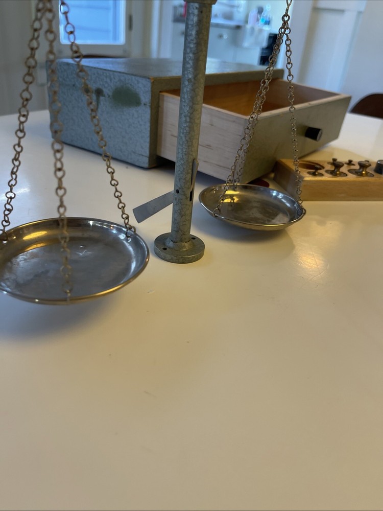 Vintage Equal Arm Scale & Weight Set, West Germany Complete