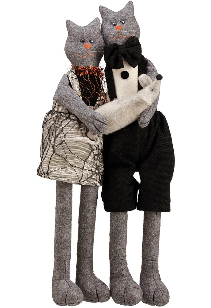 Allstate Mr. & Mrs. Cat Decoration, Size One Size - Grey