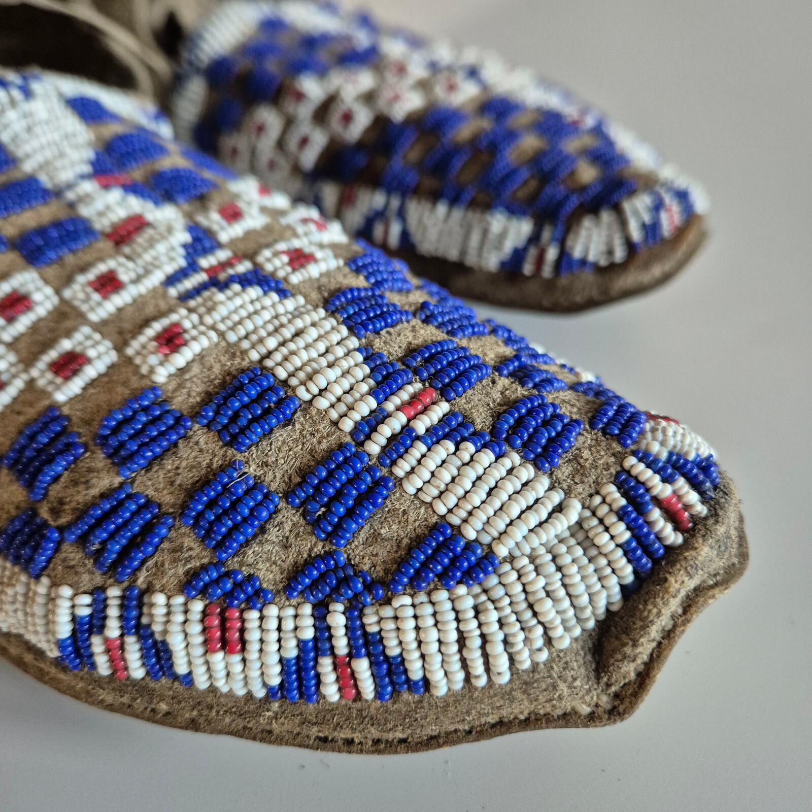 Antique Sioux or Cheyenne/Arapaho Beaded Moccasins from circa the 1870s-1880s.