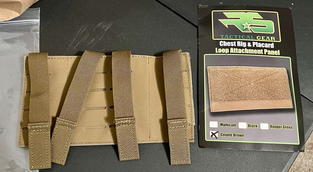 R&S Tactical Gear, Chest Rig & Placard Loop Attachment Panel, Coyote Brown
