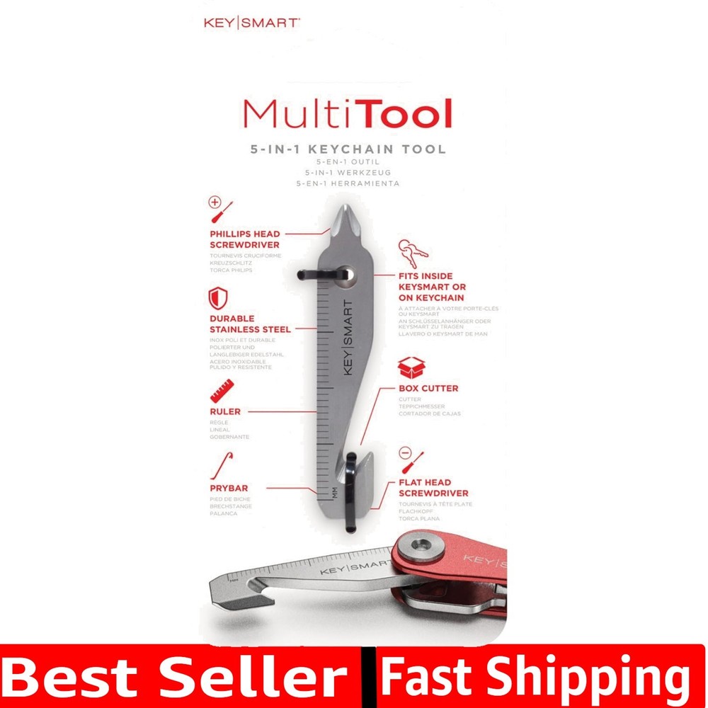 MultiTool - 5-in-1 Multi-Purpose Keychain Tool with Box Opener, Ruler, Pry Ba...