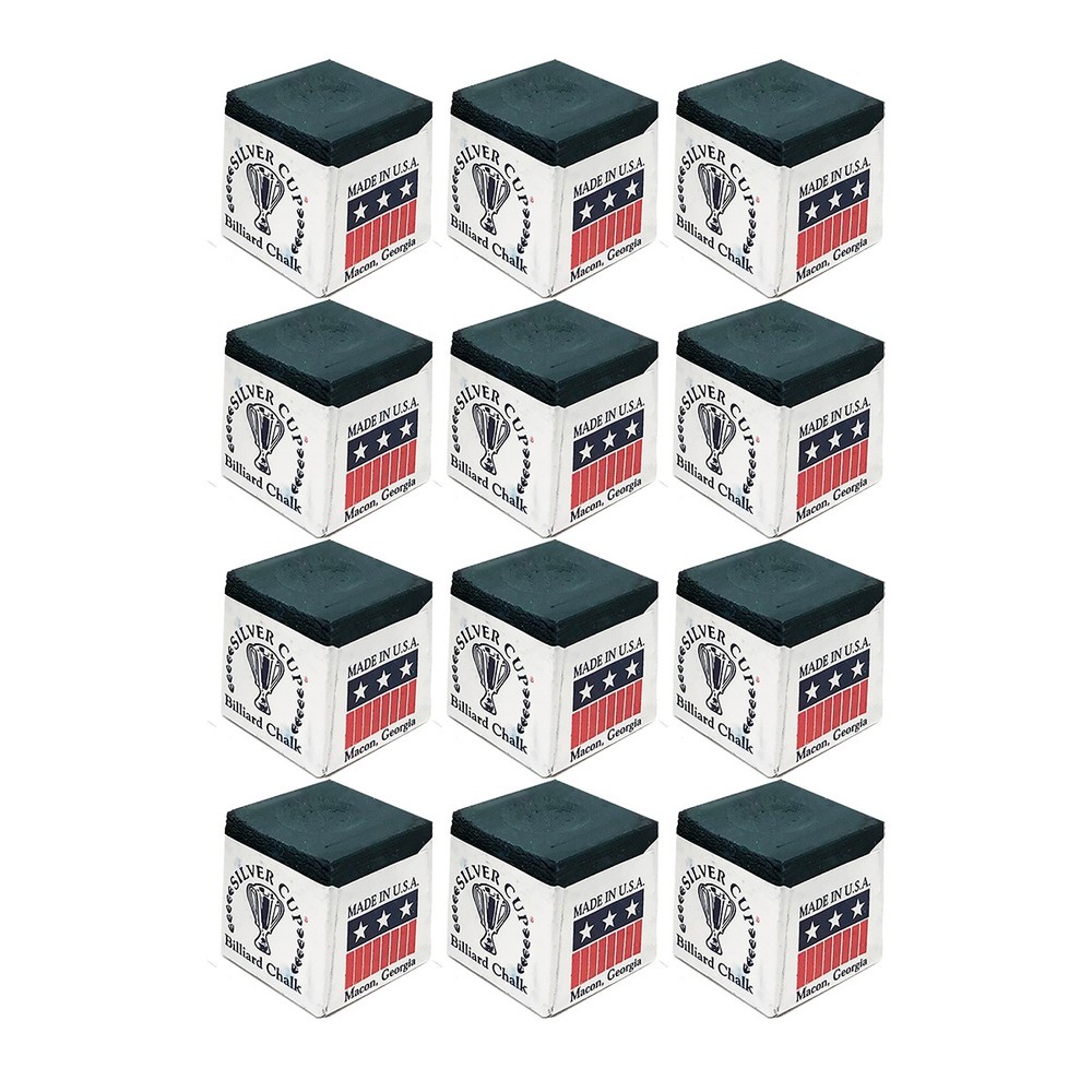 Silver Cup Pool Cue Chalk Navy 1 Dozen