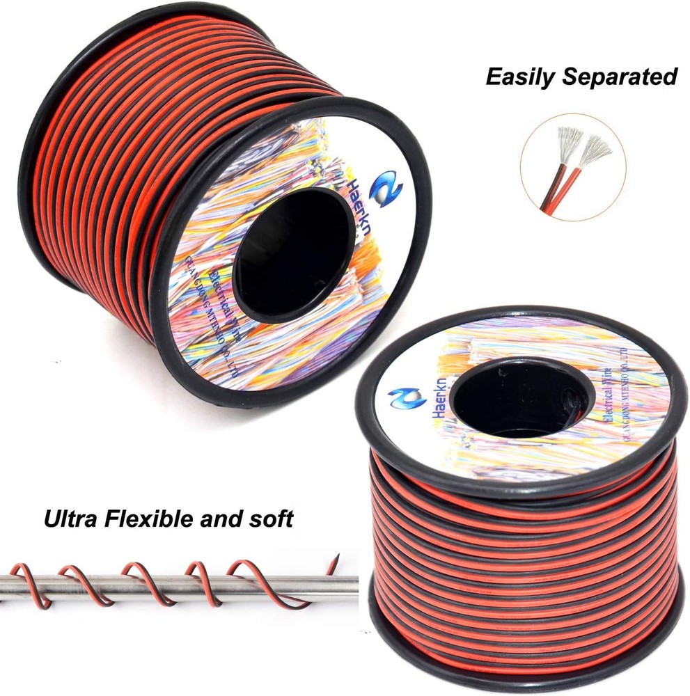 22 awg Silicone Electrical Wire 2 Conductor Parallel line Black, Red