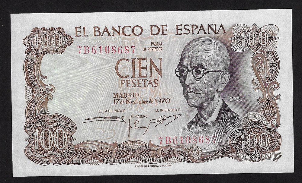 SPAIN  100 PESETAS  1970   P- 75   UNC