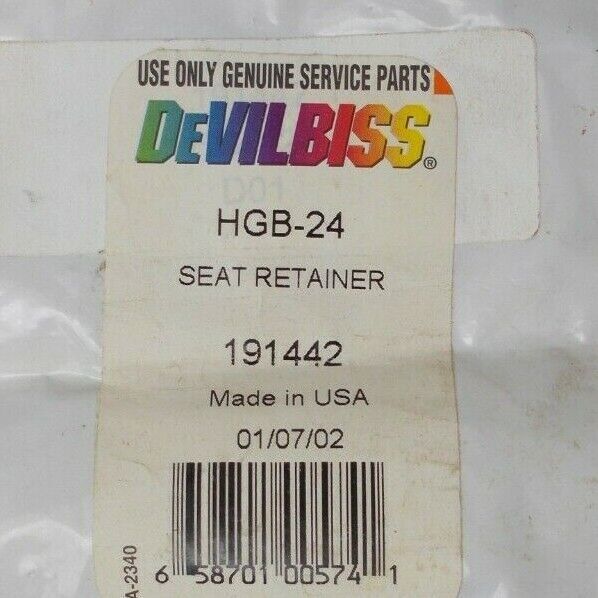 Seat Retainer For: HGB Fluid Regulator  Devilbiss HGB-24