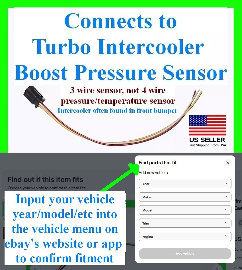 fits Chevy Buick Turbo Intercooler Boost Pressure Sensor Bumper Connector Plug