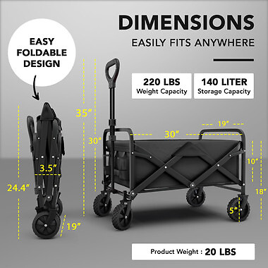 Heavy Duty Wagon Cart Swivel Collapsible Outdoor Utility Garden Beach Cart