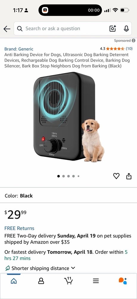 Ultrasonic Bark Control Device