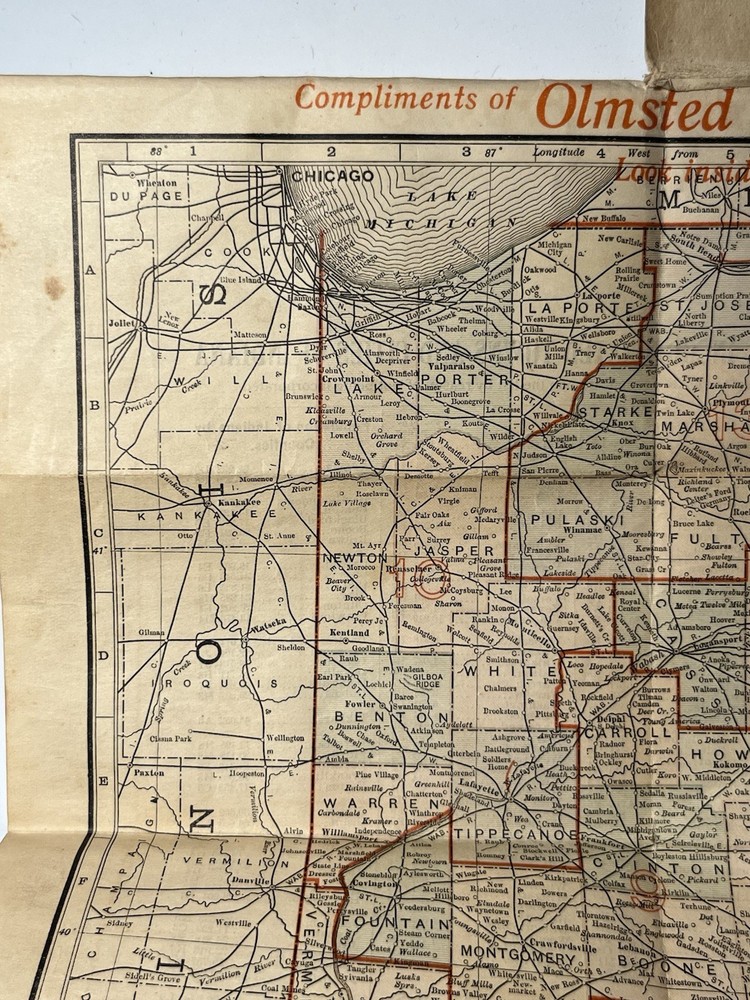 1902 Foldout Picket Map Indiana Kenyon Map Makers
