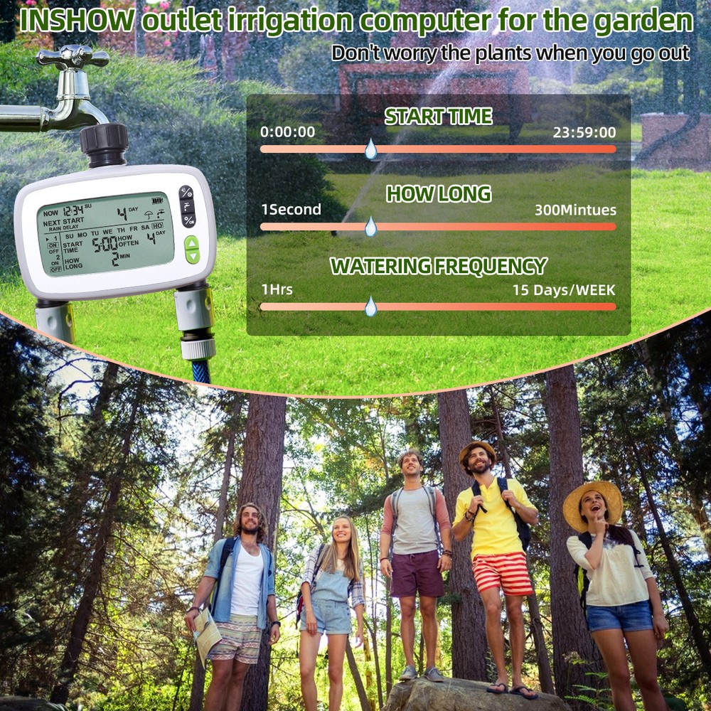 2 Out-lets Irrigation Computer Automatic Water Timer for Garden Plants