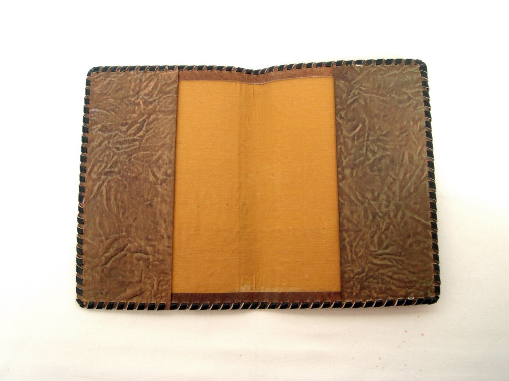 Vintage tooled leather folder Small book-cover