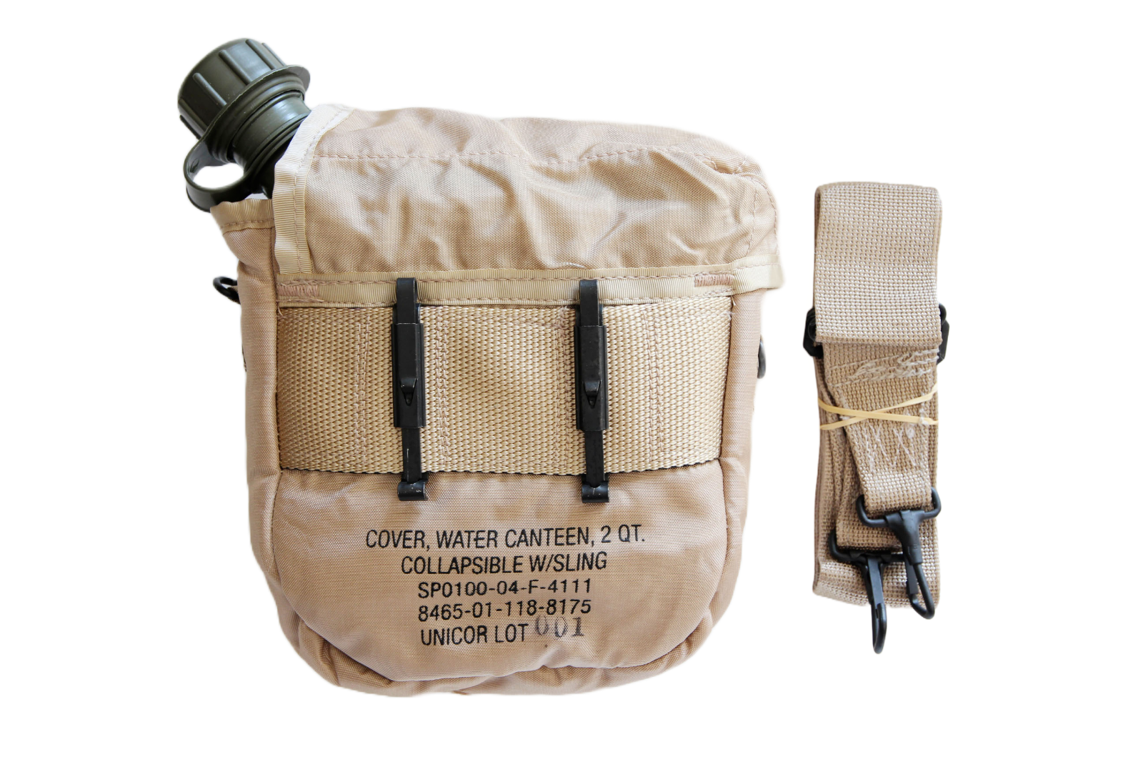 Military Canteen Set 2 QT Green Collapsible CANTEEN USGI Desert Cover +Strap NEW