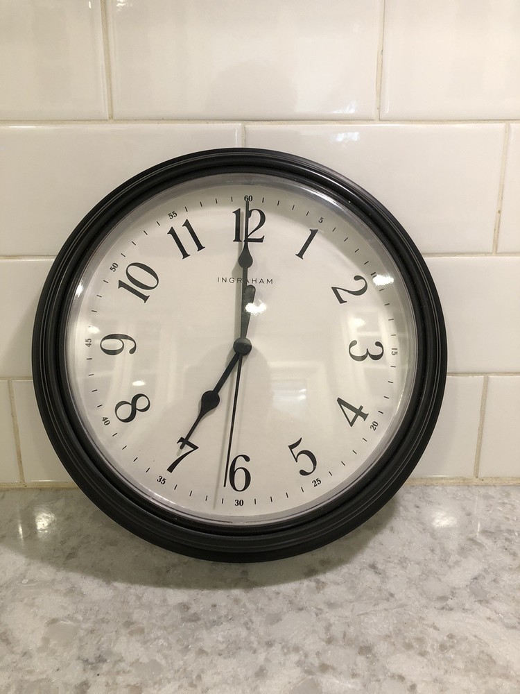 Vintage Ingraham black Round Wall Clock