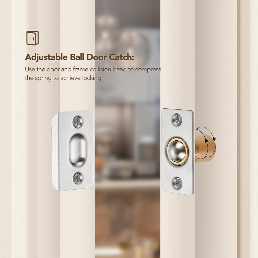 Ravinte 2 Pack Adjustable Door Ball Catch, Silver Closet 2 Pack,