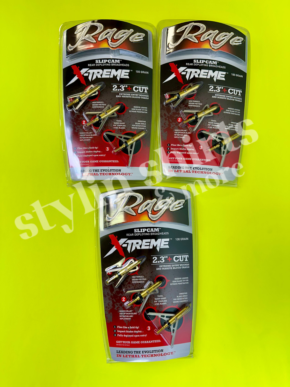 THREE RAGE Slipcam X-TREME extreme mechanical 2 blade broadhead 100 grain 2.3"