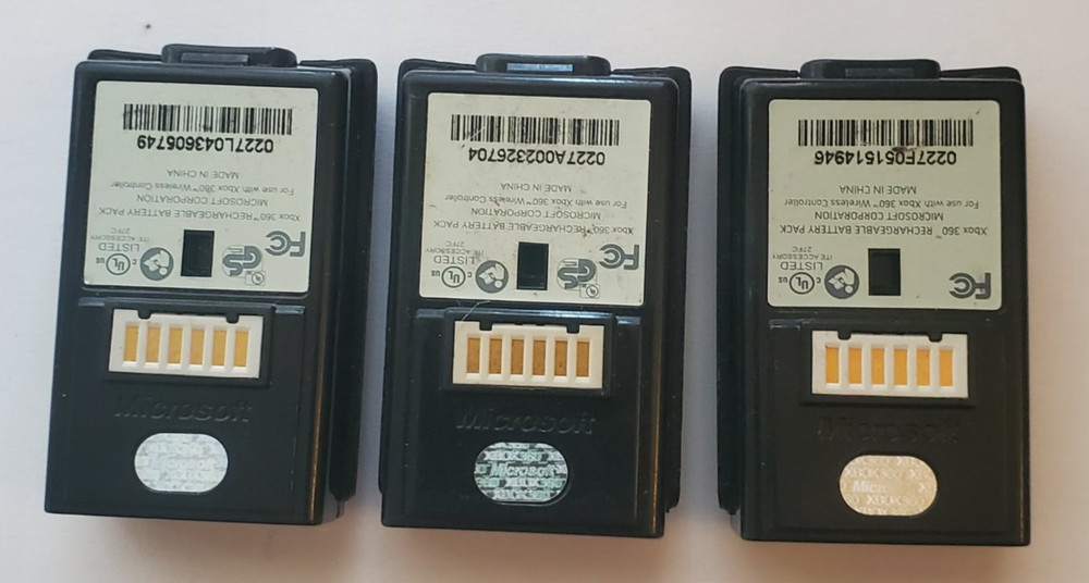 3x OEM Microsoft Xbox 360 Black Rechargeable Battery Pack Untested