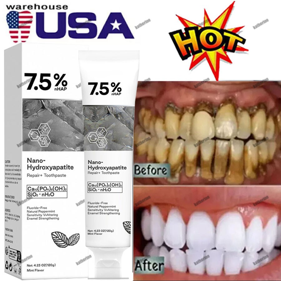7.5% Hydroxyapatite Toothpaste Remove Yellow Tooth Stains For Sensitive Teeth~👍