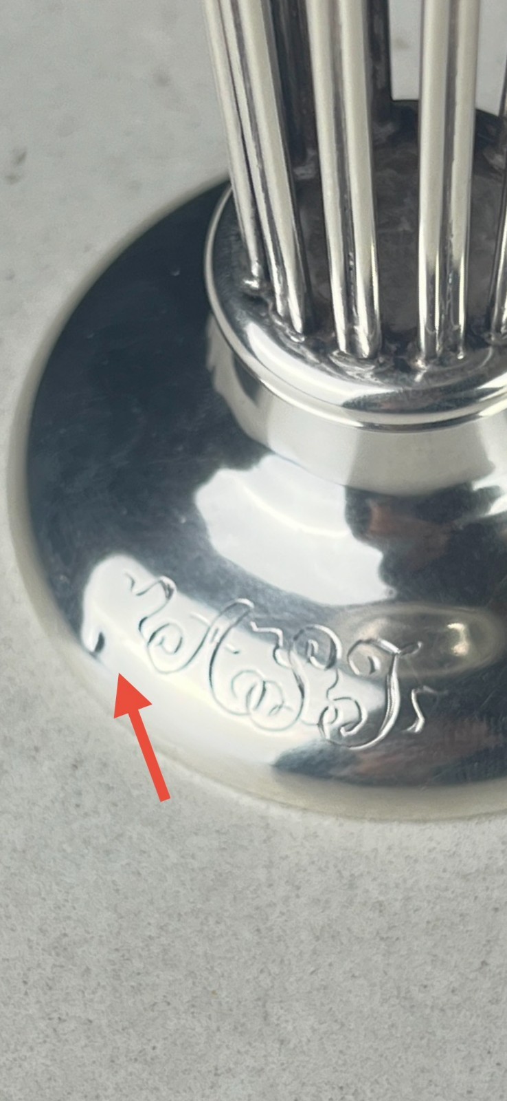 1907 J.B & Co. Birmingham Weighted Sterling Silver Vase with Glass Liner w/ Mono