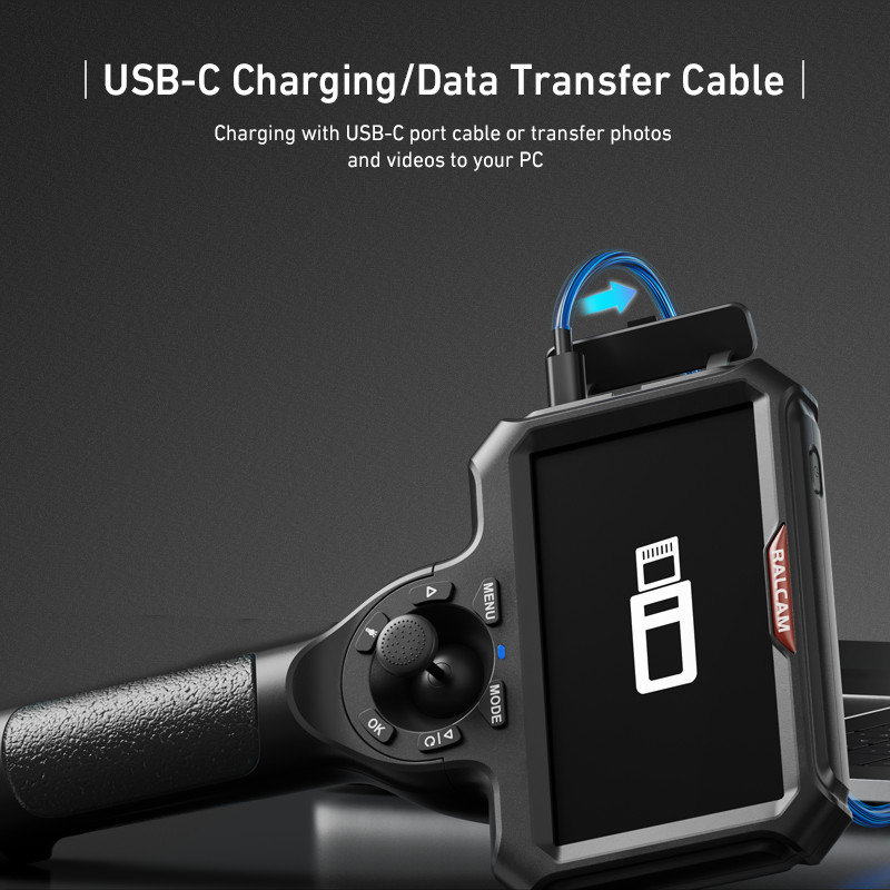 Ralcam Joystick 5" Endoscope Camera with Light Inspection Camera 360° Borescope