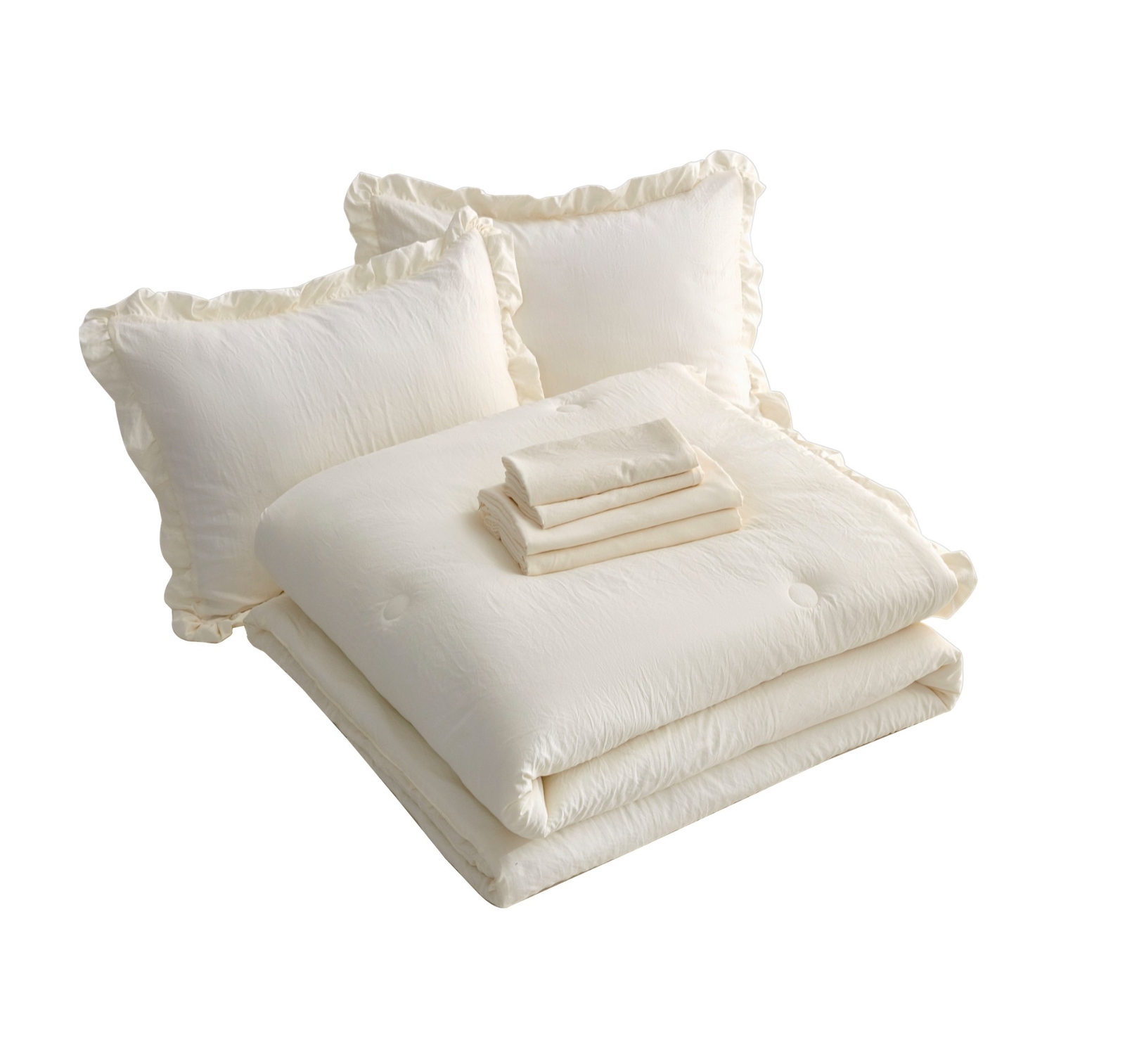 Chezmoi Collection Eleanora Bed in a Bag Comforter Set w/ Ruffle Edge Trim