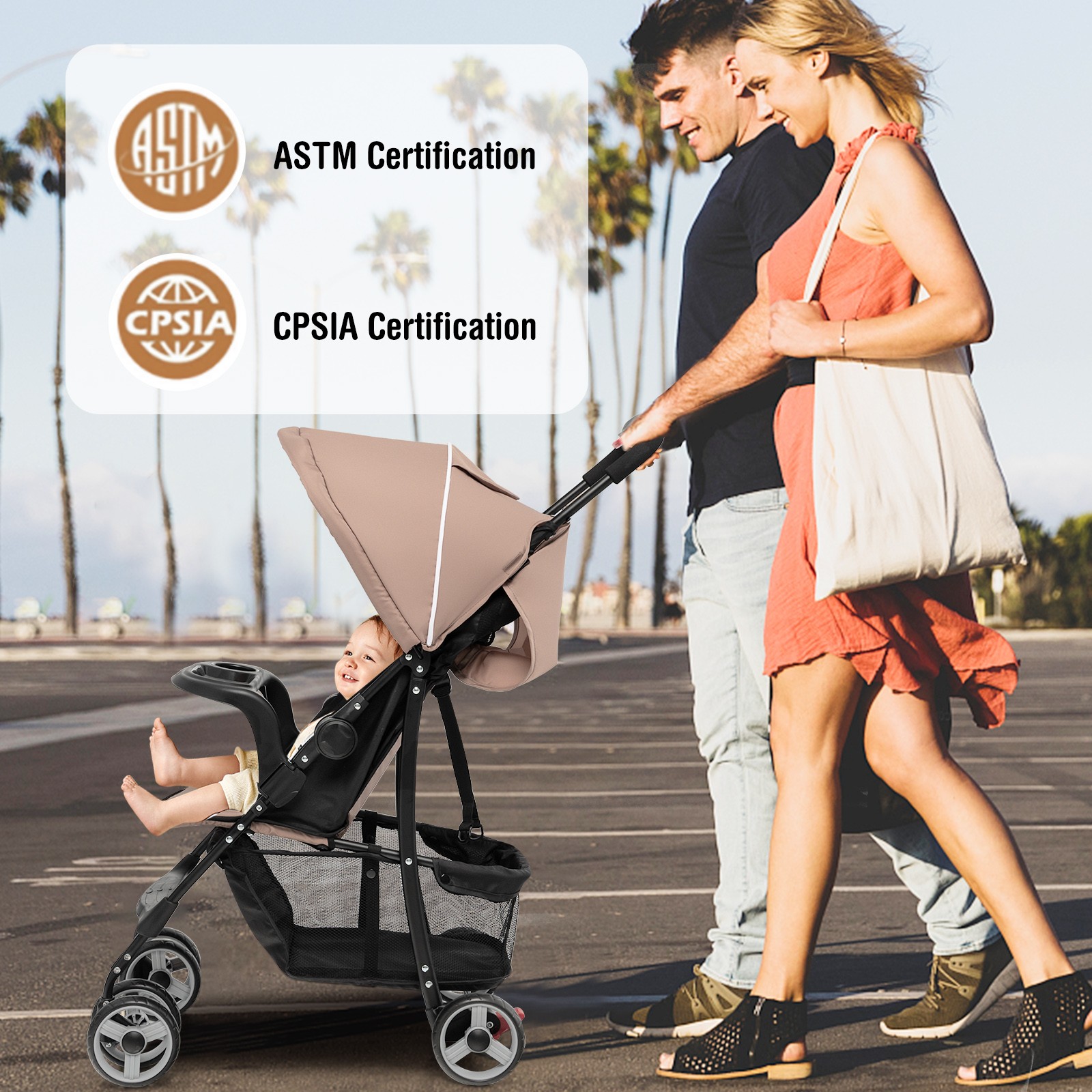 Foldable Lightweight Baby Stroller Kids Travel Pushchair 5-Point Safety System